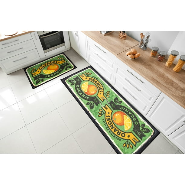 20 X 59 Ottomanson Siesta Collection Oranges Design Kitchen Runner Rug Green 20 X 59 Ottomanson Siesta Collection Oranges Design Kitchen Runner Rug Green